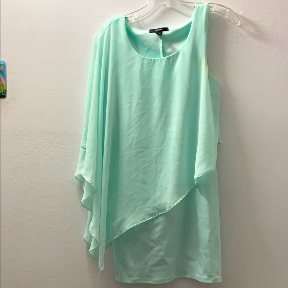 Mint Bodycon Dress with Overlying Sheer Lace